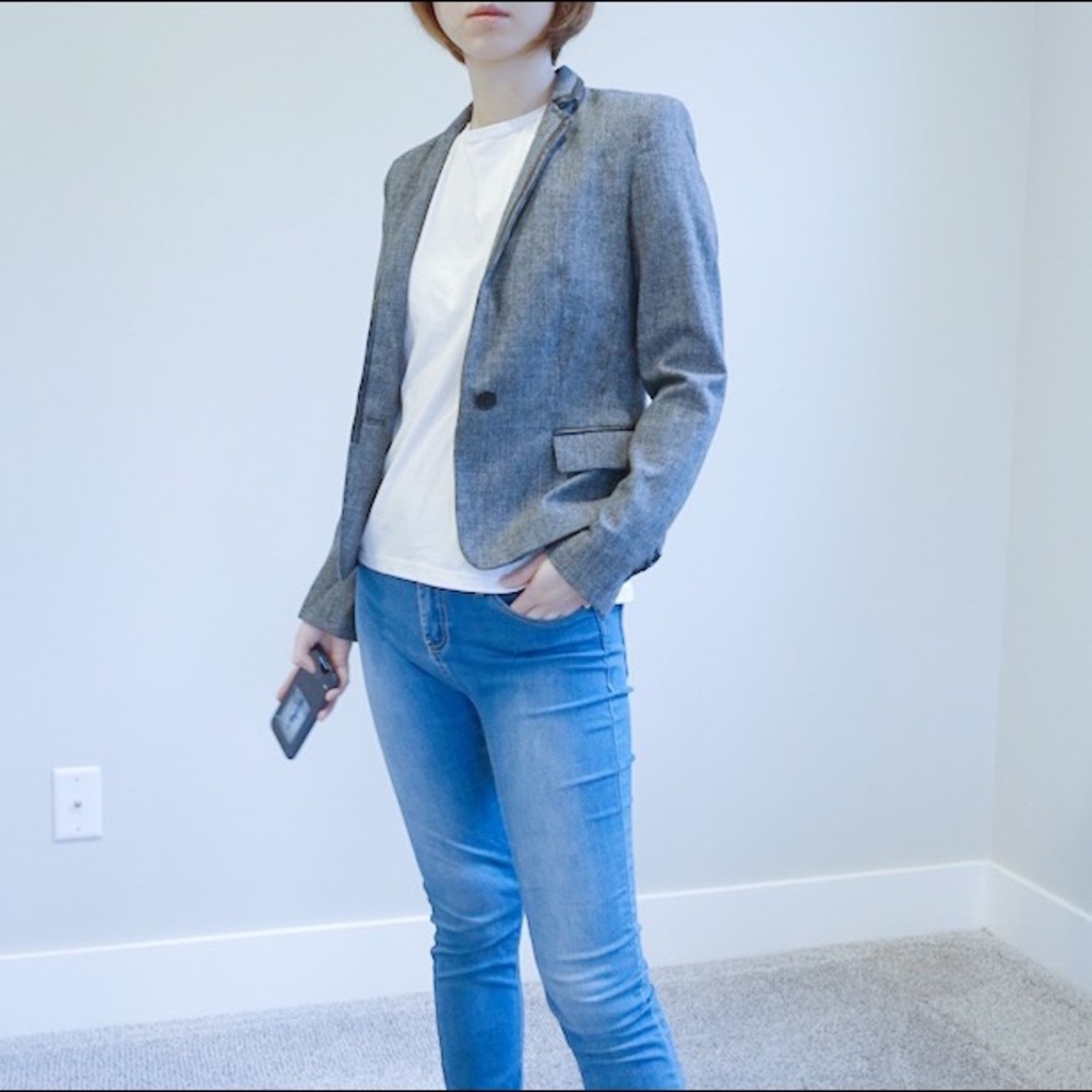 Wool & faux leather blazer